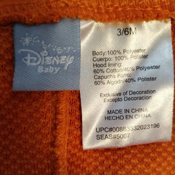 Disney snuggle footie/bodysuit in color orange Tigger 3/6M - Picture 3 of 3